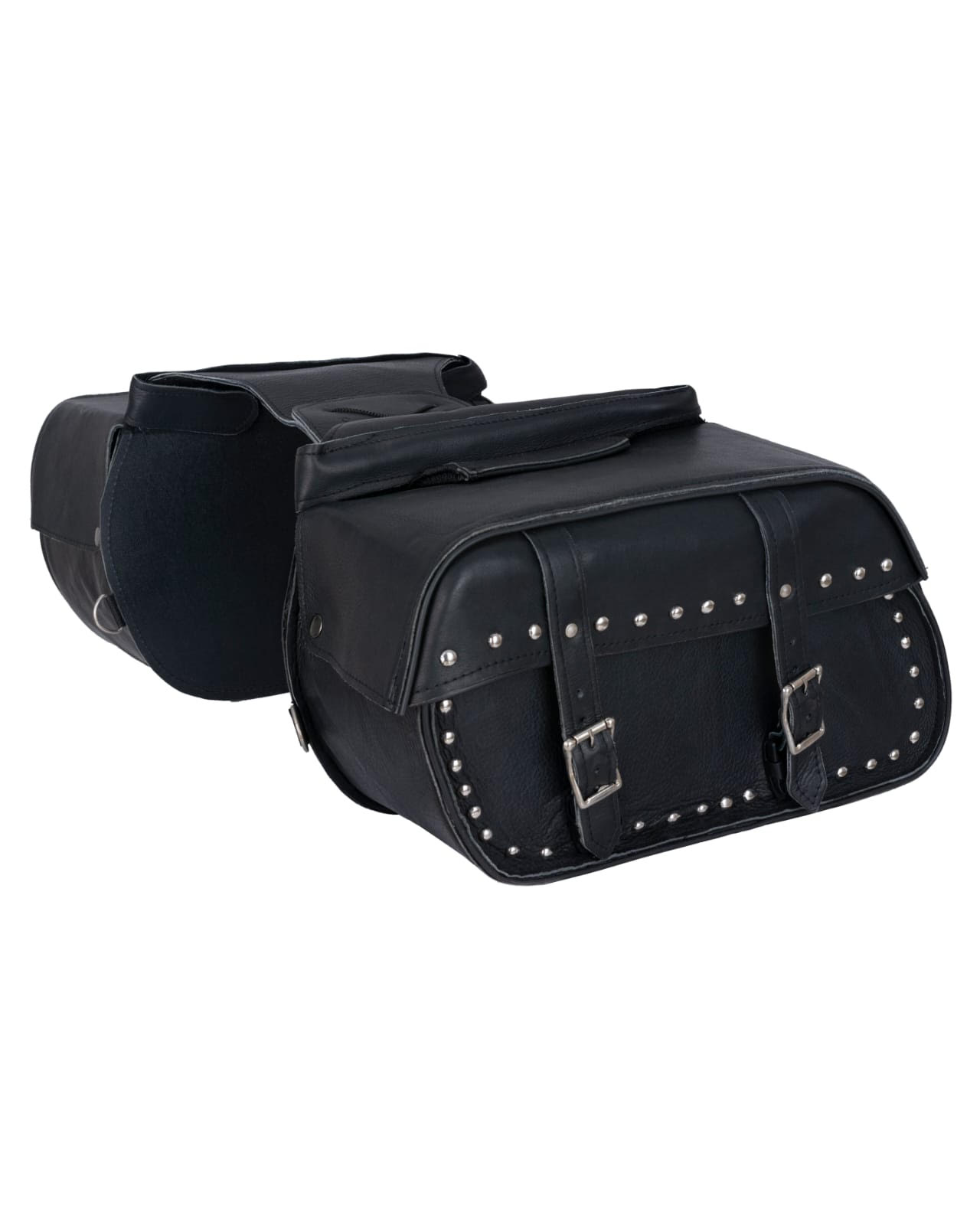 Motorcycle Leather Saddlebags Dream Apparel Black Studded Waterproof - Image 5