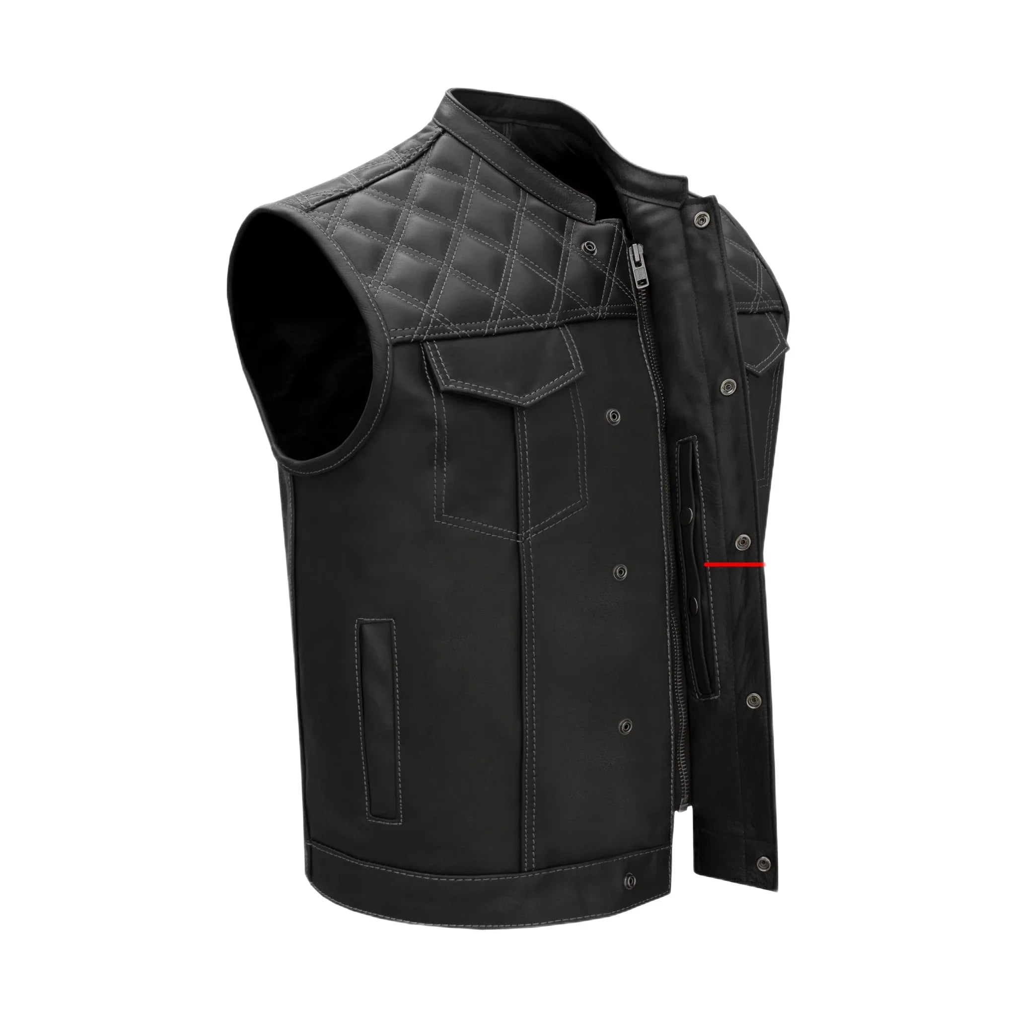 Dream Apparel Mens Black Vest Diamond Padding WHITE Threading - Image 5