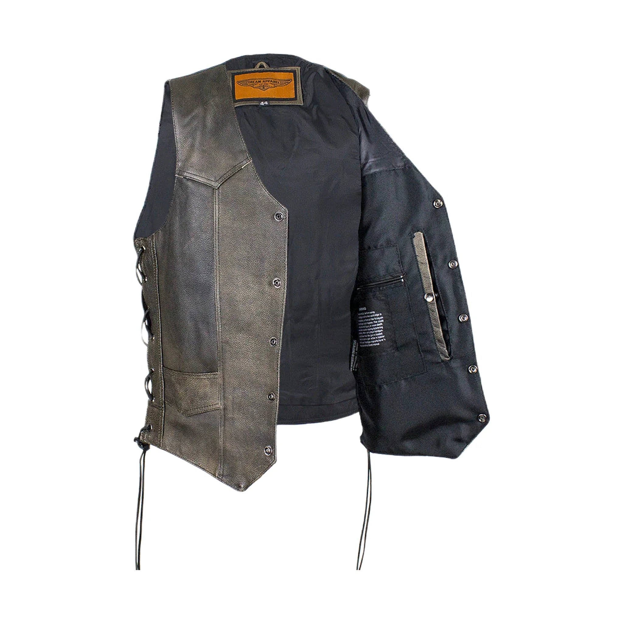 Dream Apparel Men's Brown Leather Vest with Live to Ride - Image 5
