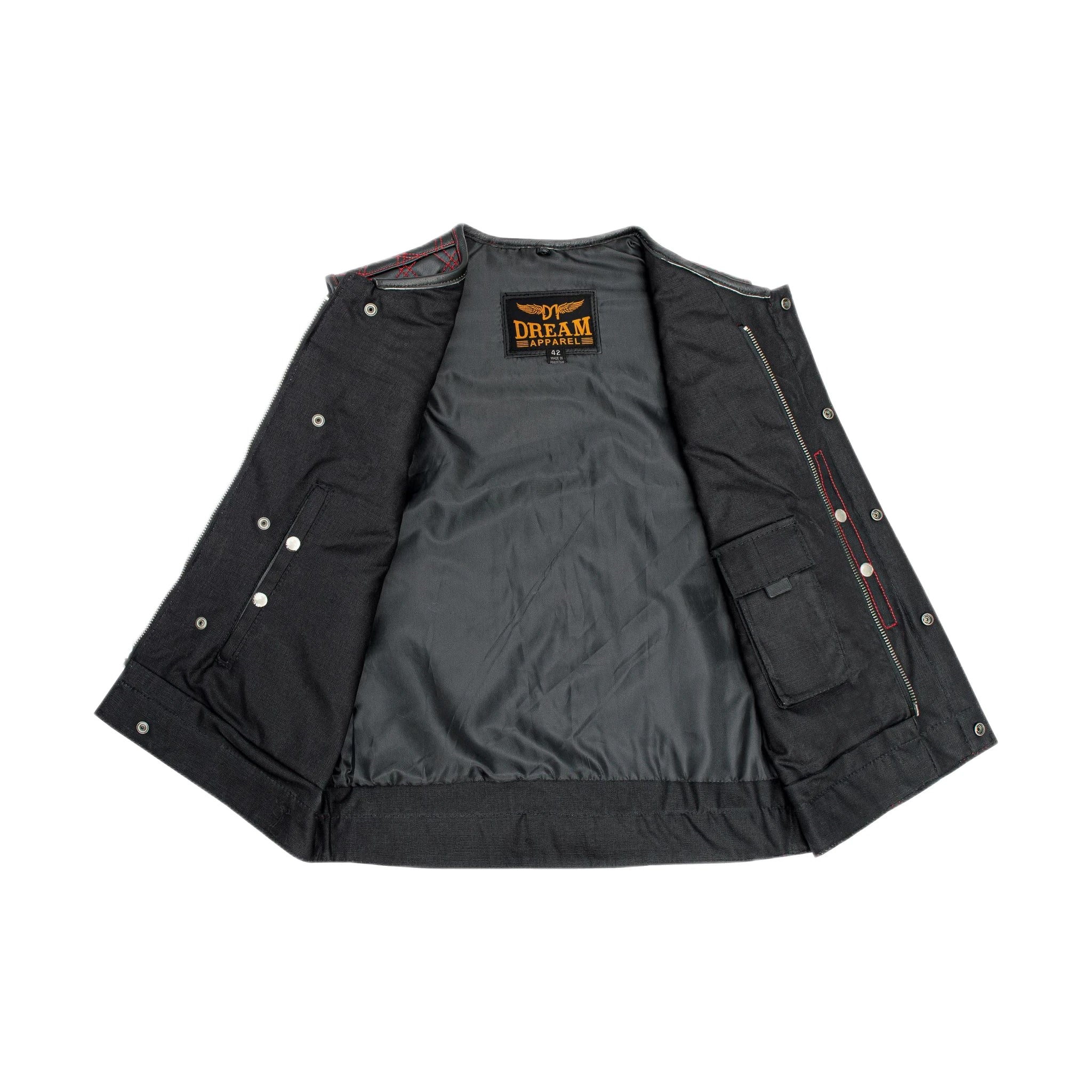 Mens Black Vest Diamond Red - Image 5