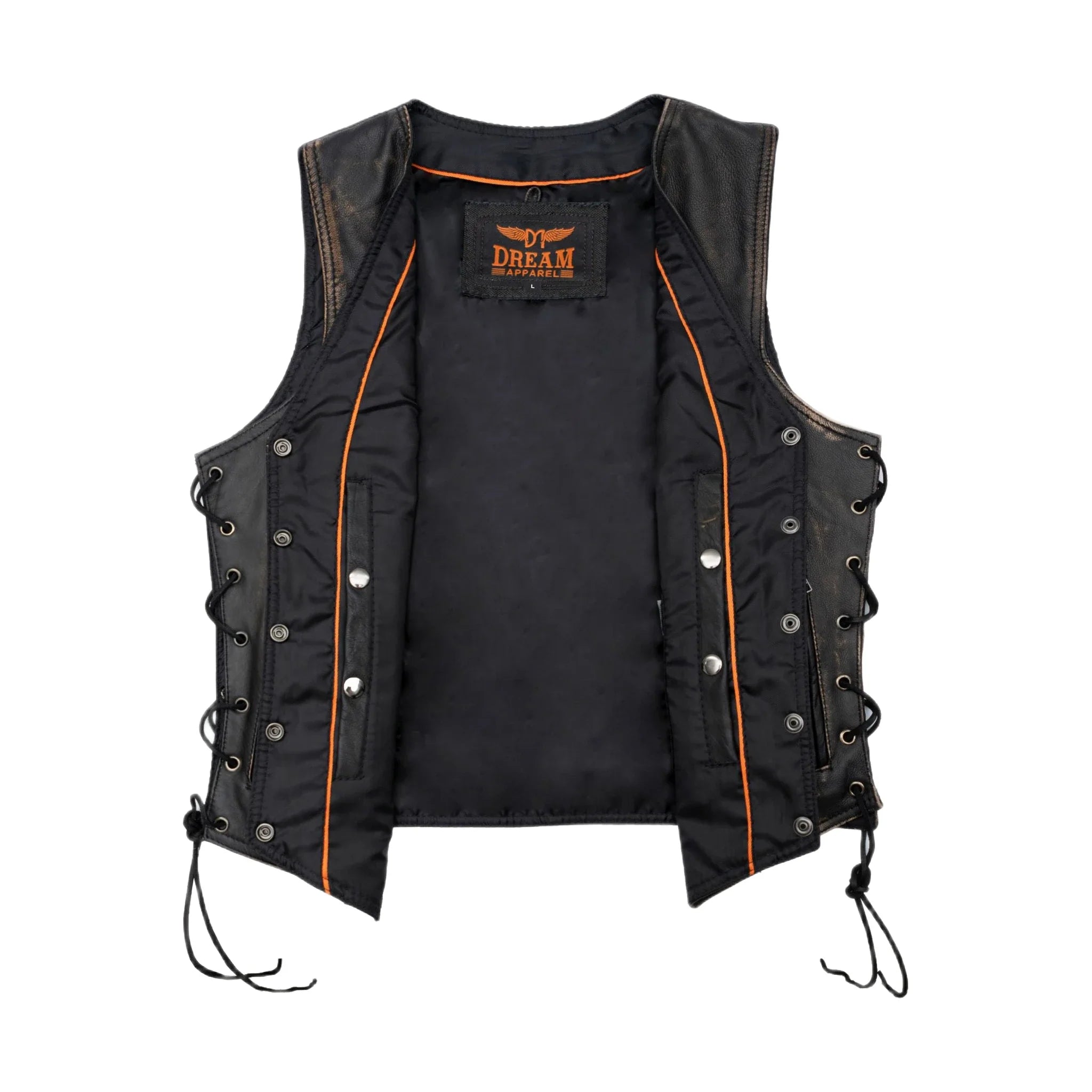 Womens Distressed Brown Naked Cowhide Leather Vest - Image 5