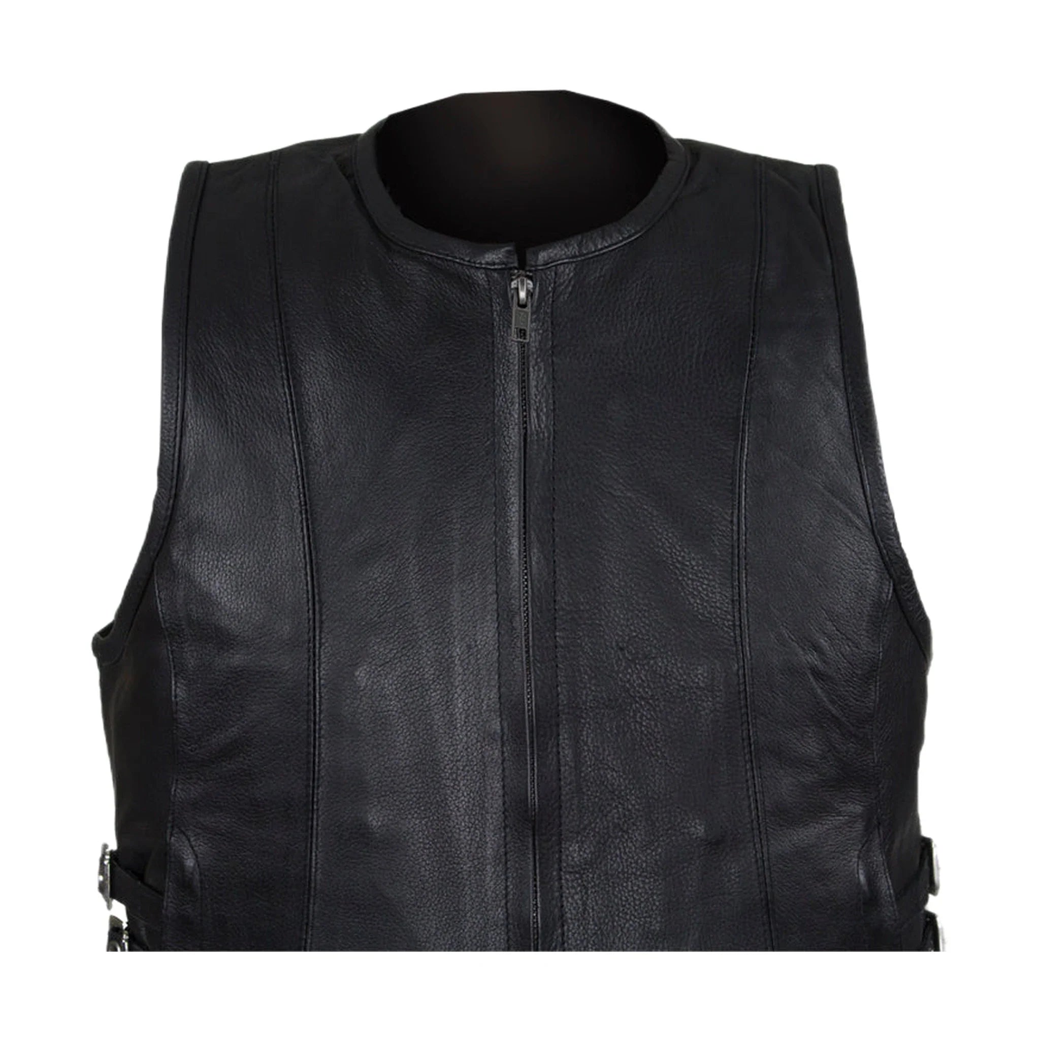 Women's Naked Cowhide Leather Motorcycle Vest - Image 5