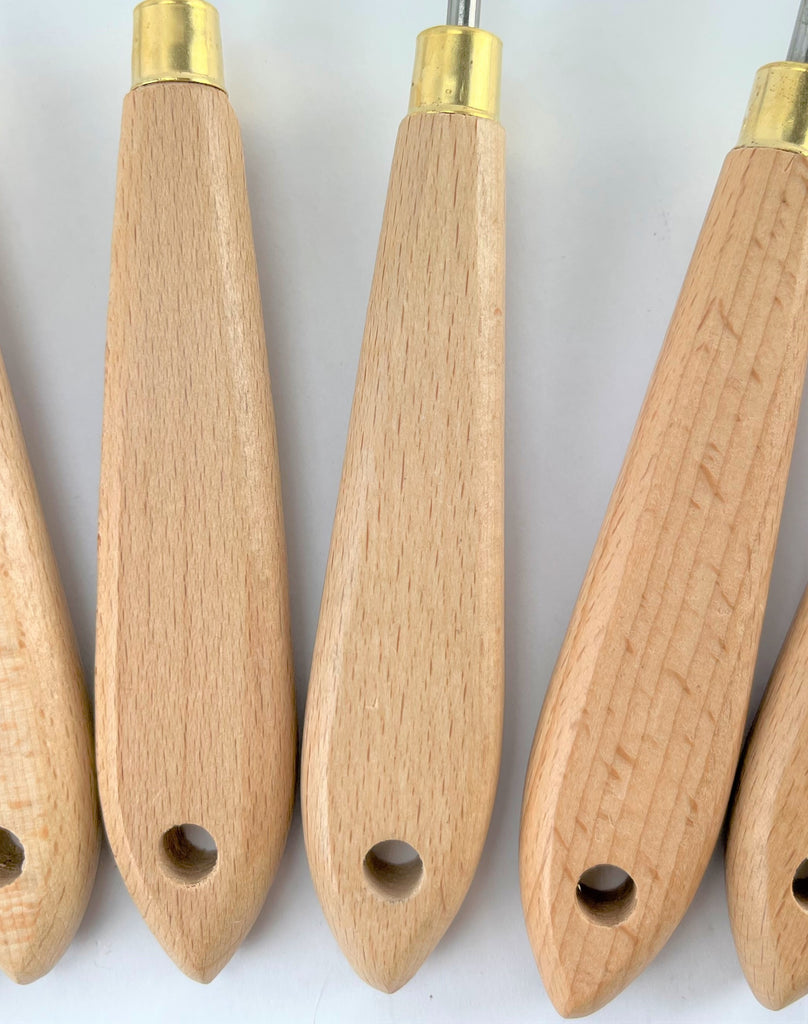 12 Piece Artist Palette Knife Set Natural Wood Handles Flexible Blades Oil Paint - Image 5