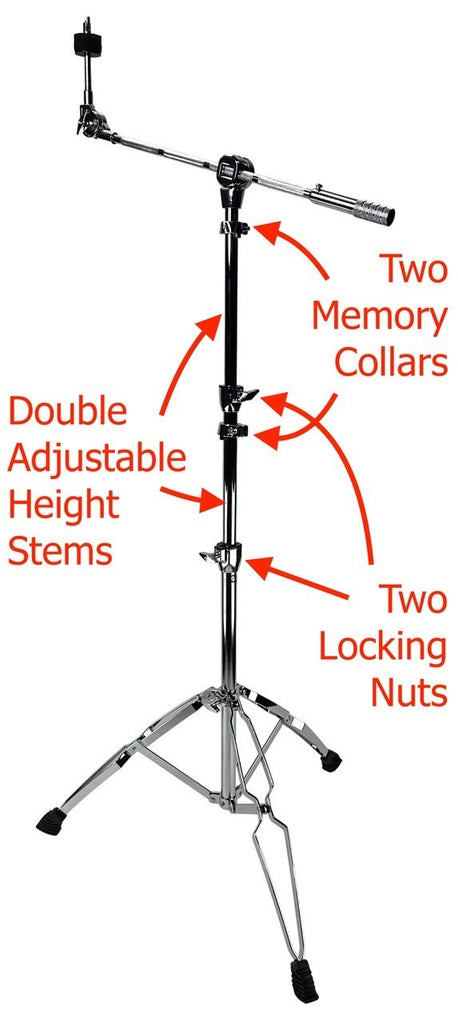 Zenison Cymbal Boom Stand Chrome Heavy Duty Adjustable Double Braced Anti Skid - Image 5