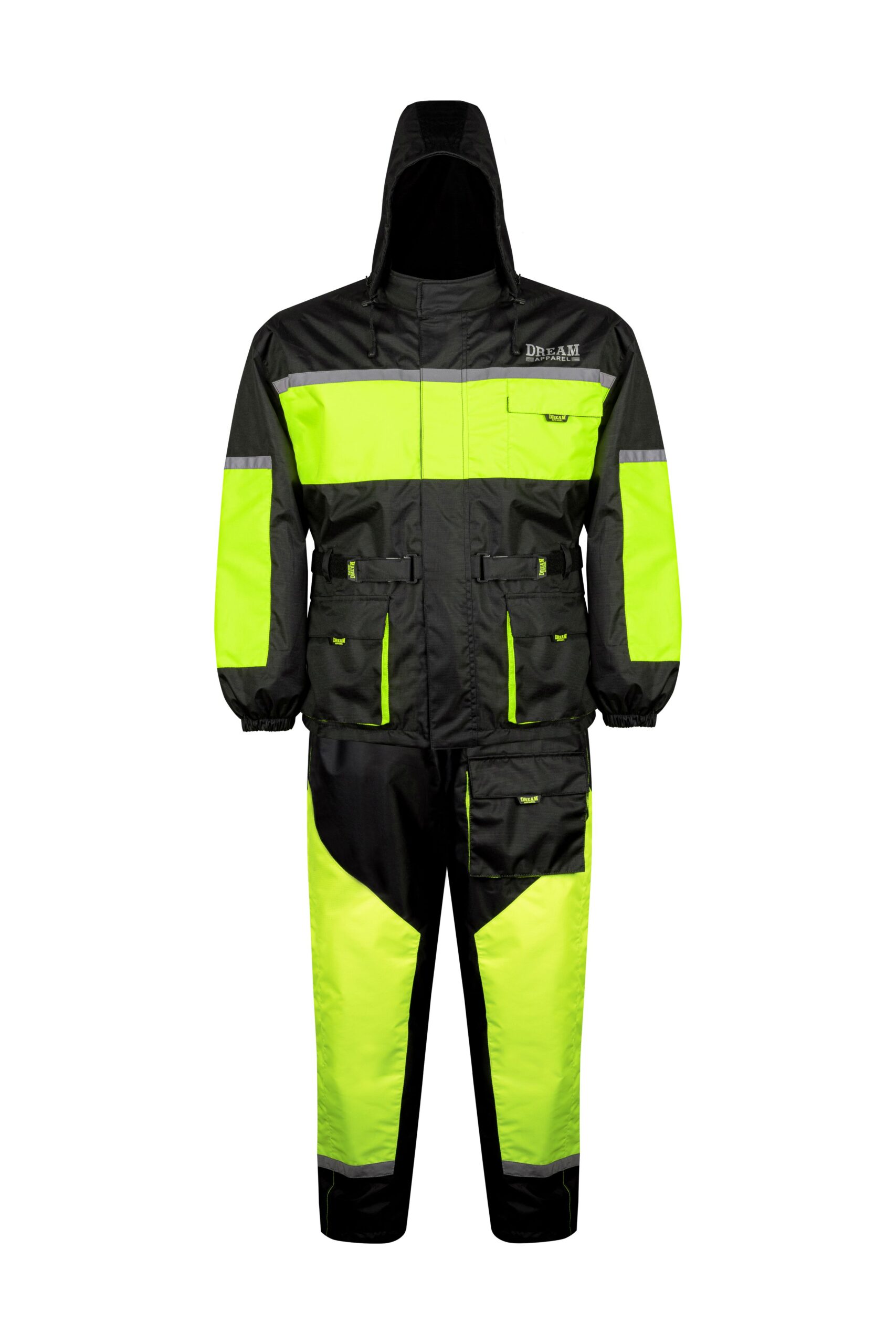 Rain Suit Dream Apparel 2-Piece Black Neon Waterproof Jacket Pants - Image 6