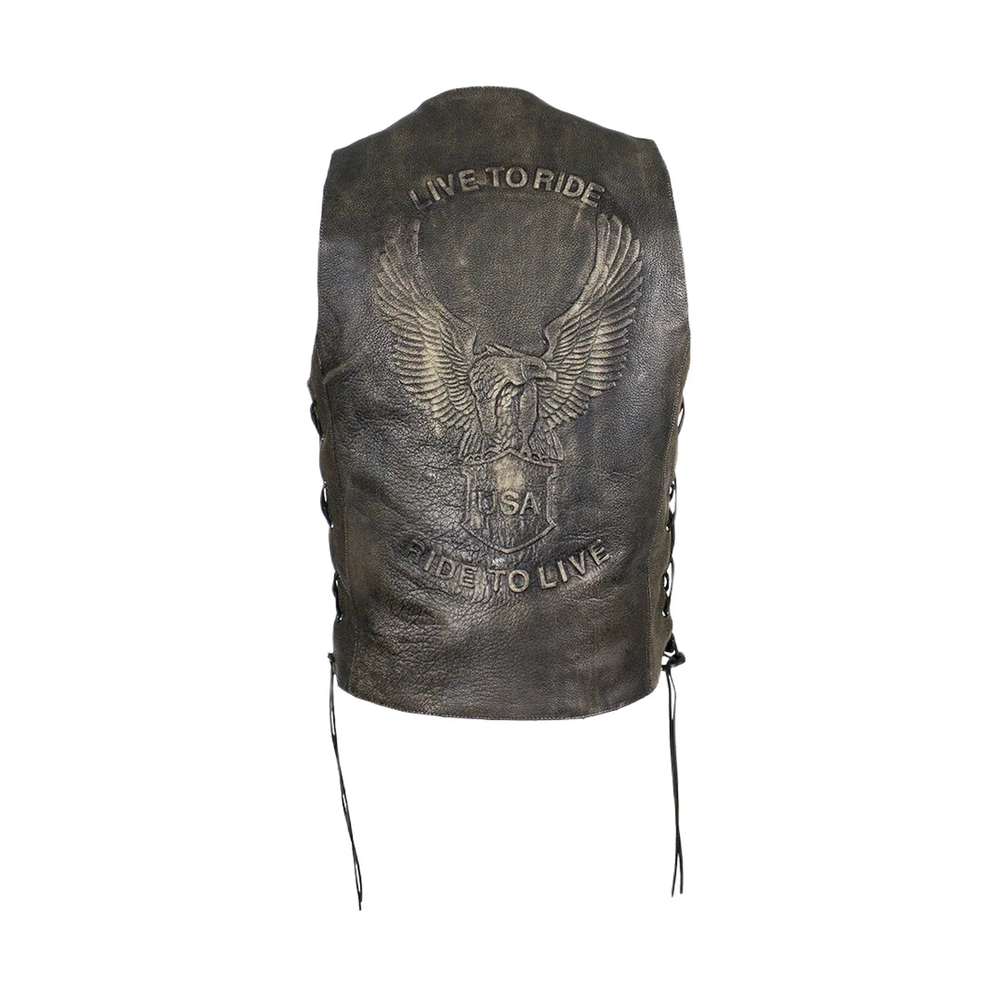 Dream Apparel Men's Brown Leather Vest with Live to Ride - Image 6