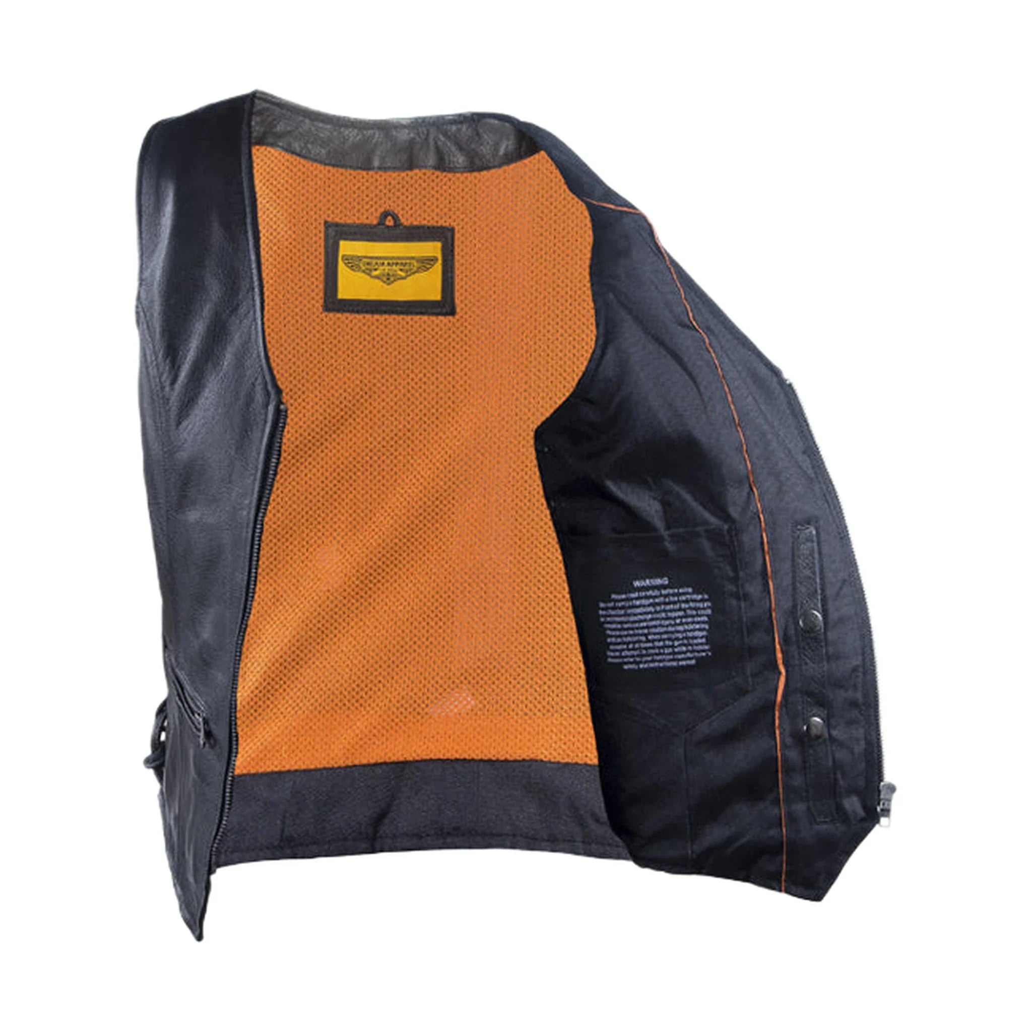 Womens Leather Motorcycle Zip Up Leather Vest With Concealed Carry - Image 7