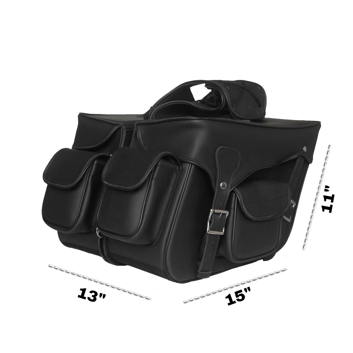 No-Stud Motorcycle Saddlebag Dream Apparel Black Universal Fit 15x13x11 - Image 8