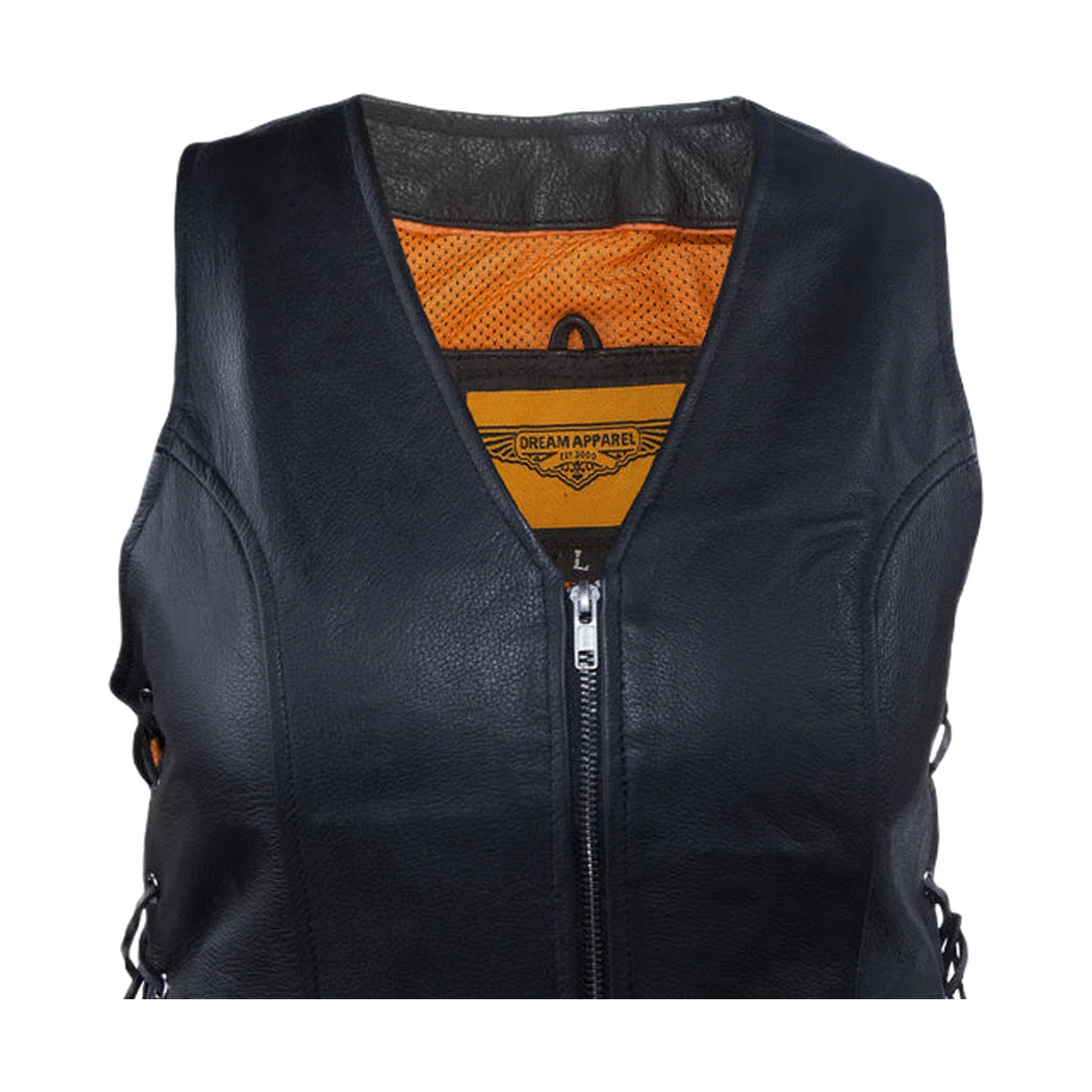 Womens Leather Motorcycle Zip Up Leather Vest With Concealed Carry - Image 8