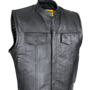 Cowhide Leather Motorcycle Club Vest - Defender Vest - Conceal Gun Pockets