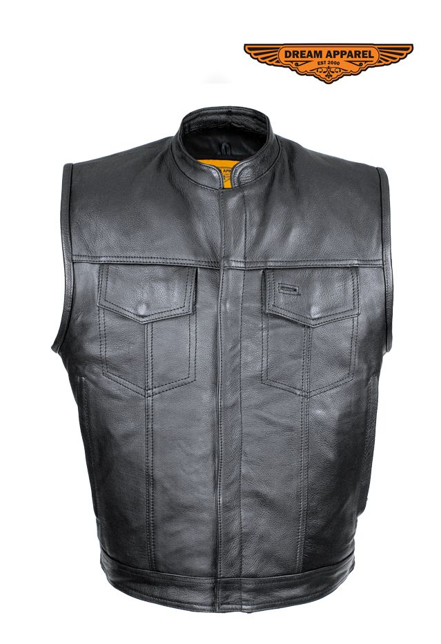 Cowhide Leather Motorcycle Club Vest - Defender Vest - Conceal Gun Pockets - Image 2
