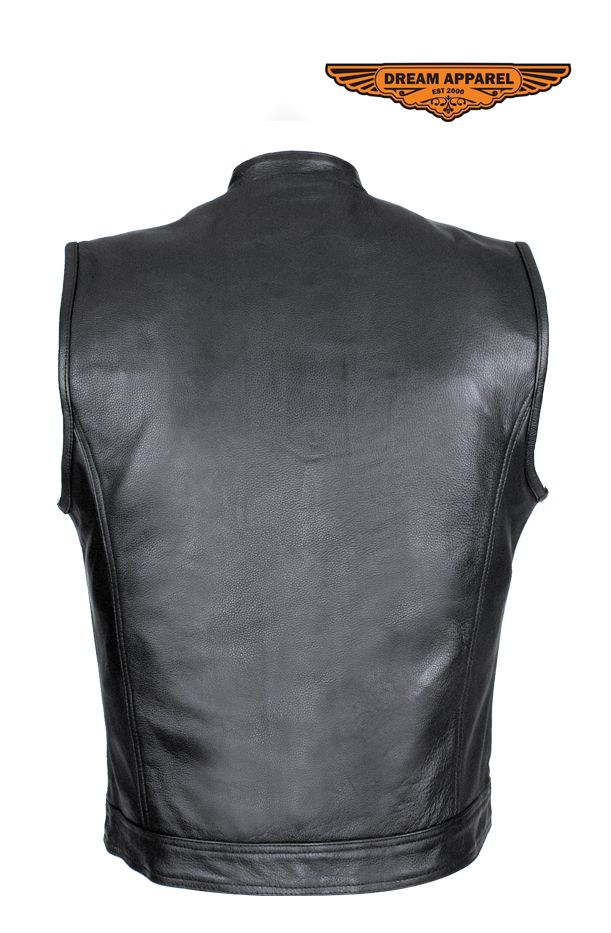 Cowhide Leather Motorcycle Club Vest - Defender Vest - Conceal Gun Pockets - Image 4