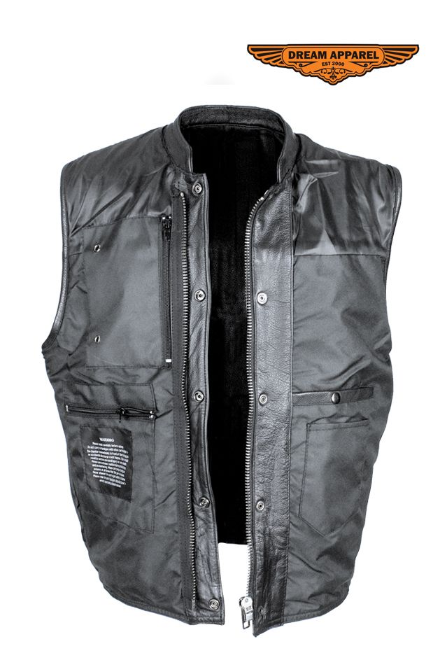Cowhide Leather Motorcycle Club Vest - Defender Vest - Conceal Gun Pockets - Image 5