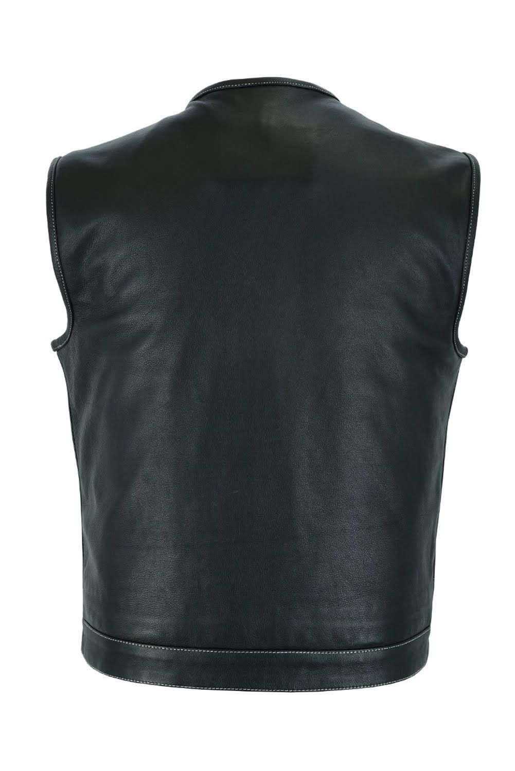 Mens Club Vest Black Paisley Liner, White Thread Front Zipper Conceal Gun - Image 3