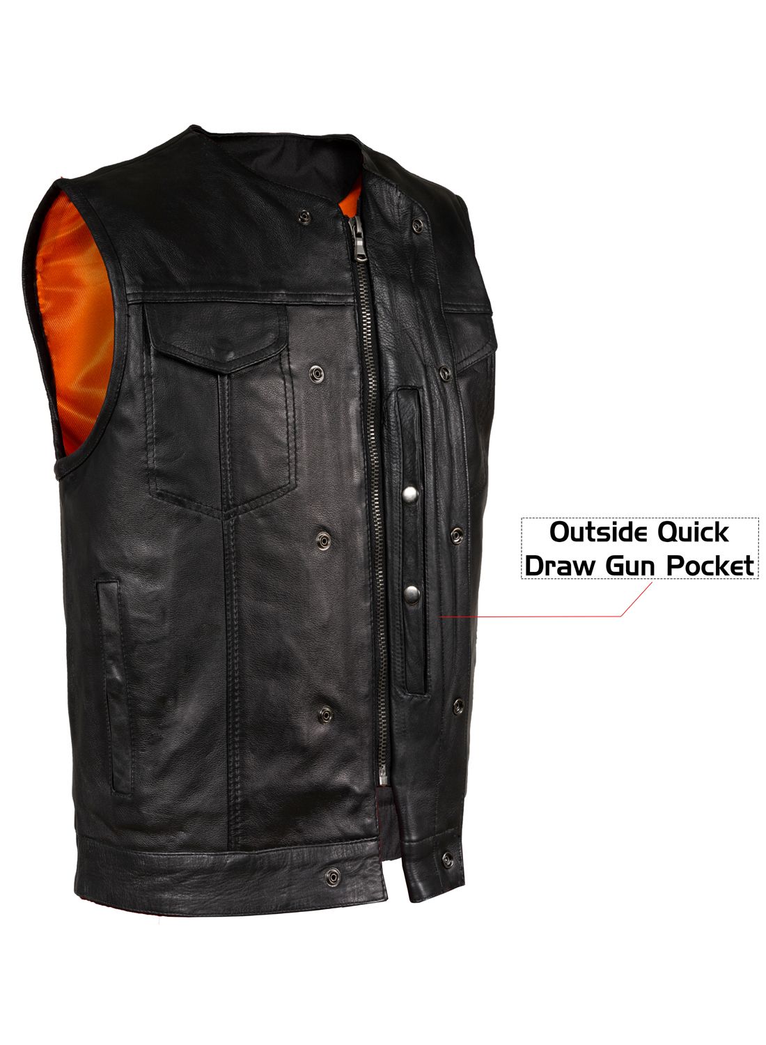 Mens Vest Black Liner w/ Zipper & Snaps - Image 3