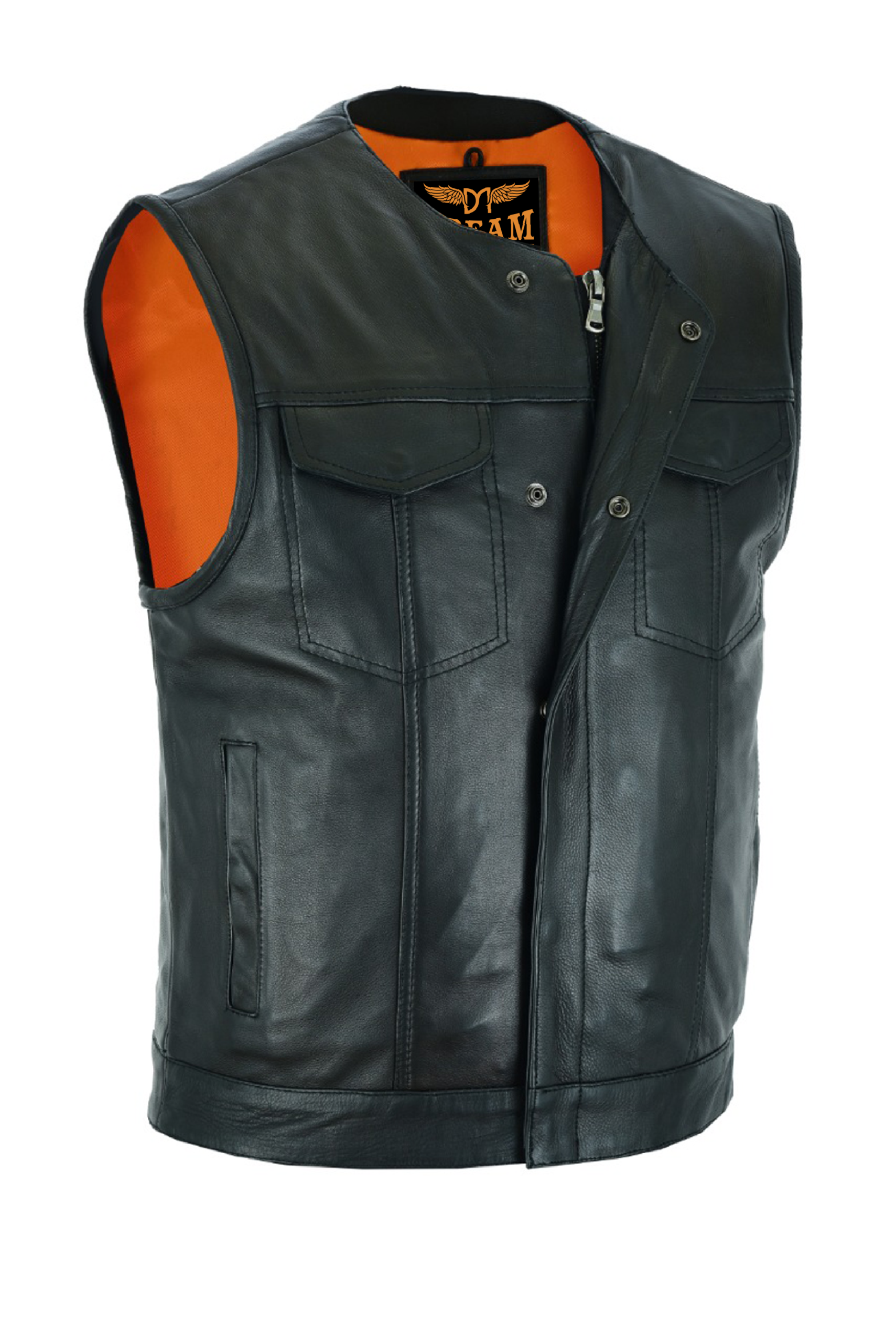 Mens Vest Black Liner w/ Zipper & Snaps - Image 4
