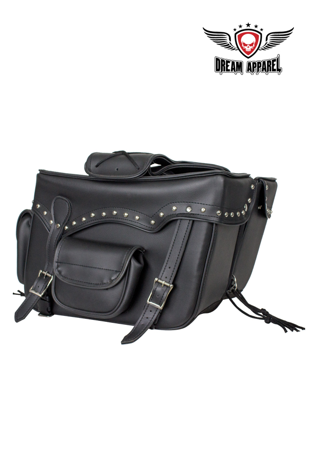 Motorcycle Saddlebag Dream Apparel Waterproof Studded Universal Fit Black