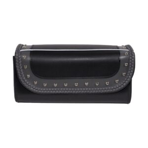 Dream Apparel 10" PVC Motorcycle Tool Bag With Gray Braids & Studs