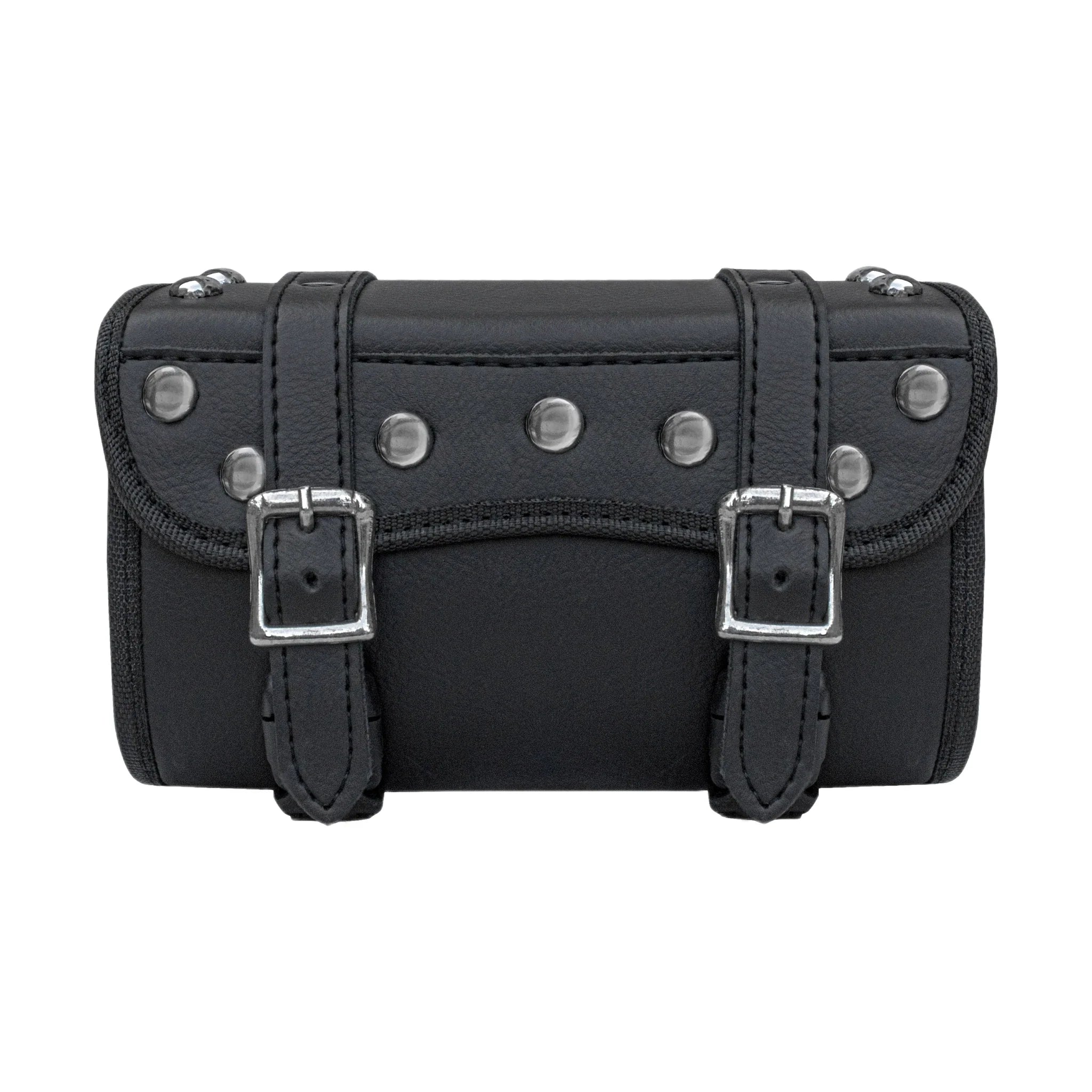 Dream Apparel Motorcycle Tool Bag Stylish Studs Design Secure Buckle Strap Universal Fit for Cruiser